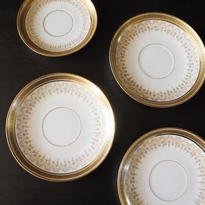 Antique L. Bernardaud Limoges D & Co France Greek Key Porcelain Plate Set